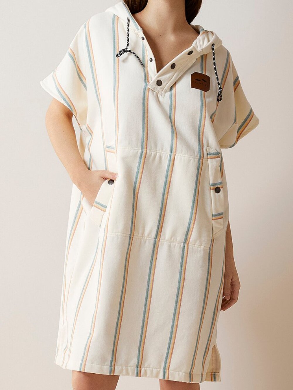 Slowtide Rainbow stripe light terry poncho